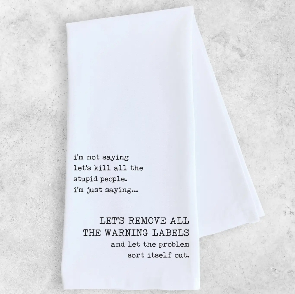 NWT SARCASTIC 100 Percent Cotton White Tea Towel